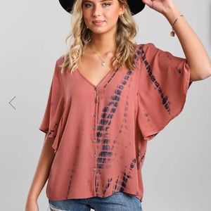 Tie Dye Flutter Sleeve Top